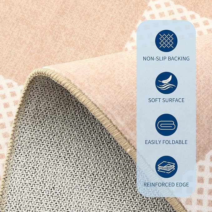 GarveeHome Checkered Blush Beige Neutral 8x10 Area Rug - Image 7
