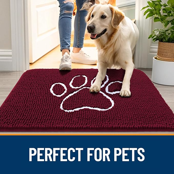 OLANLY Dog Door Mat for Muddy Paws 44x32, Paw Print Design, Absorbs Moisture - Image 6