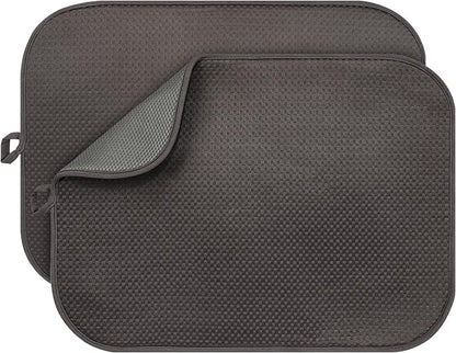 2-Pack Dark Gray Dish Drying Mats 20" x 15" – XL Kitchen Drying Mat by FullBeDare