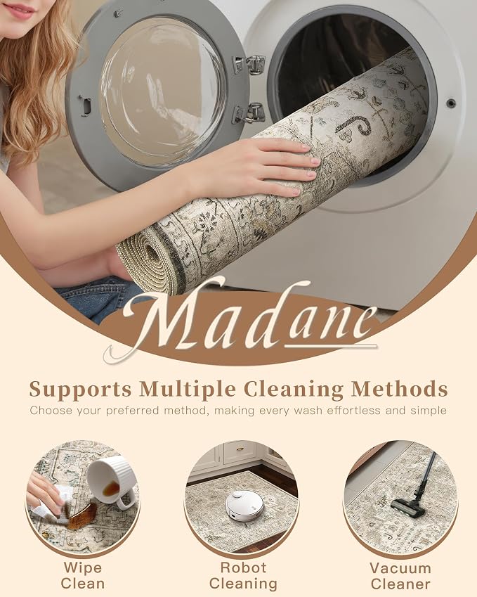 Madane Hallway Rug 3x10, Kitchen Rugs Washable Entryway Rug Vintage Kitchen - Image 9