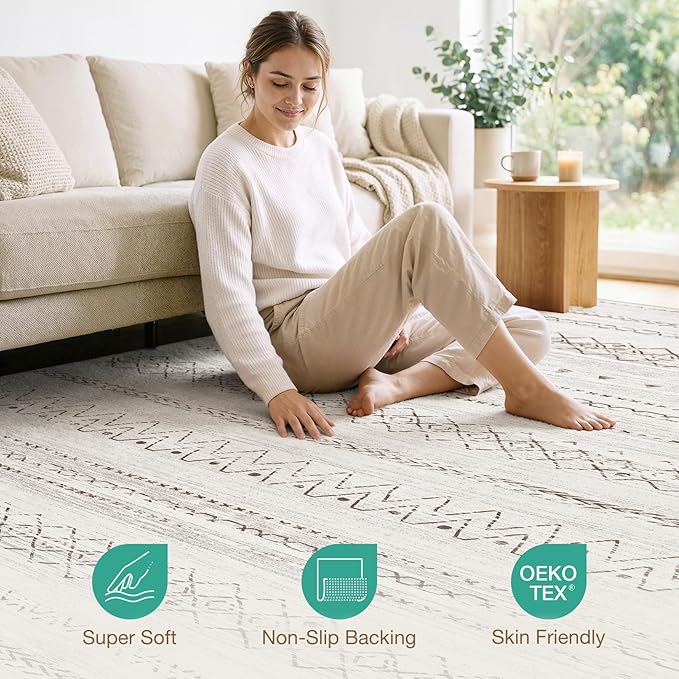 cotiled 6x9 Area Rugs Living Room Rug: Washable Boho Rugs - Image 4