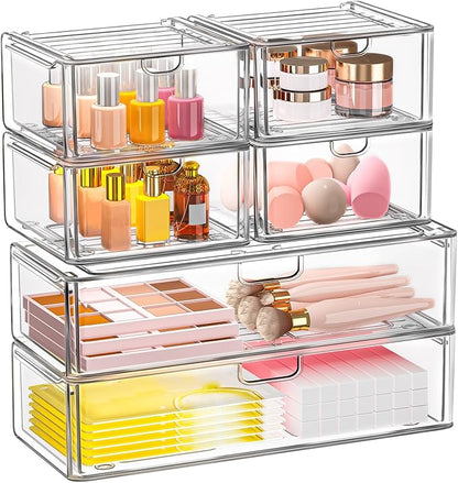 caktraie Acrylic Storage Drawers Set of 6, Plastic Organizer Bins - Image 8