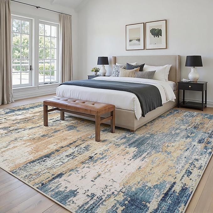 Area Rugs 10x14 Living Room: Large Soft Washable Rug Modern Abstract Anti-Skid - Image 4