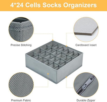 Joyoldelf Sock Drawer Organizer Divider Underwear Organizer 24-cell Fabric - Image 2