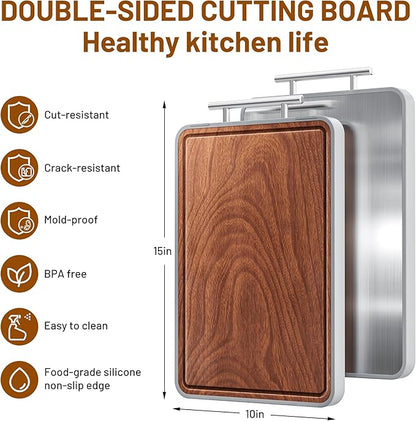 Titanium Cutting Boards For Kitchen, Ebony Wood Cutting Board, Double Sided - Image 8