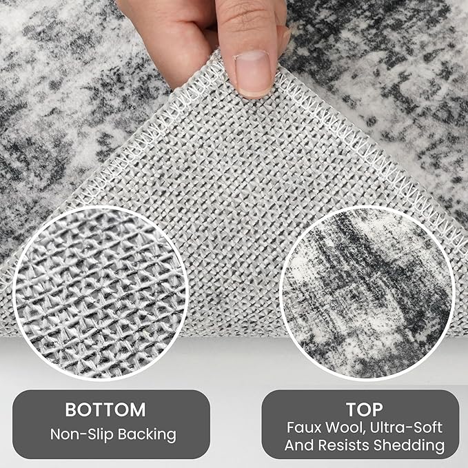 IOHOUZE Abstract Round Area Rug 8 Ft Washable Circle Rugs Large Round Rug Non - Image 5
