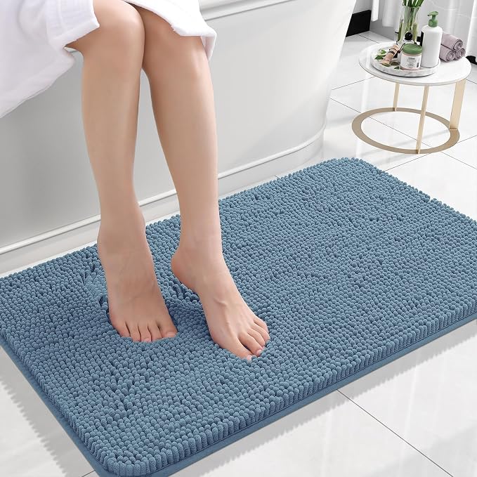 OLANLY Bathroom Rugs 30x18, Extra Soft Absorbent Chenille Bath Rugs, Rubber - Image 2