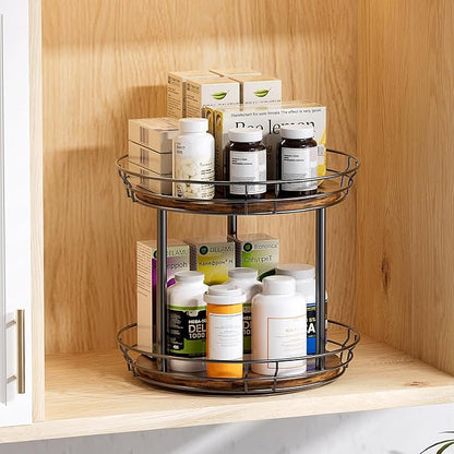 LAMU 12'' Lazy Susan Turntable Organizer, 2 Tier Round Rotating Spice Rack - Image 7