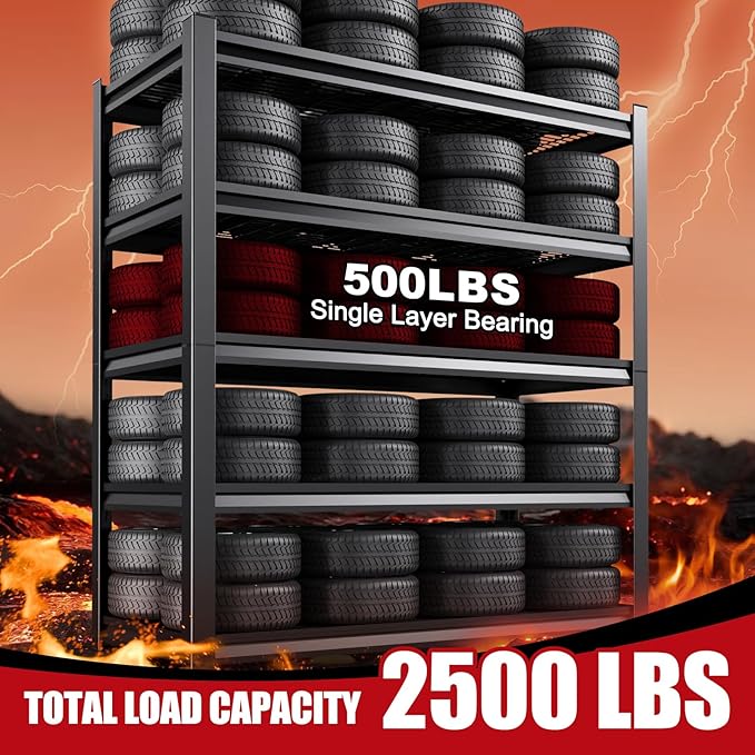 Set of 3 Garage Shelving-3500 lbs 5 Tier Storage Shelves, Adjustable Heavy Duty - Image 5