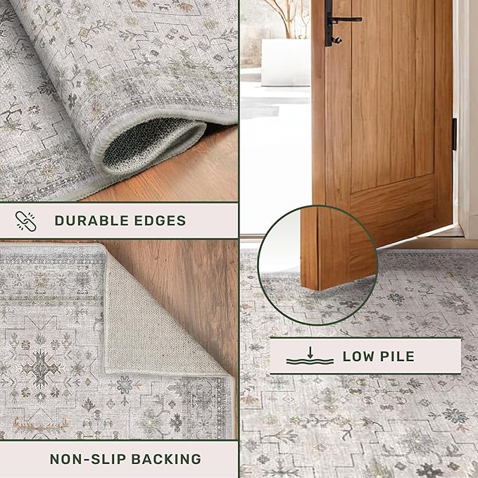 Light Grey 3x6 Large Boho Bathroom Rug - Image 5