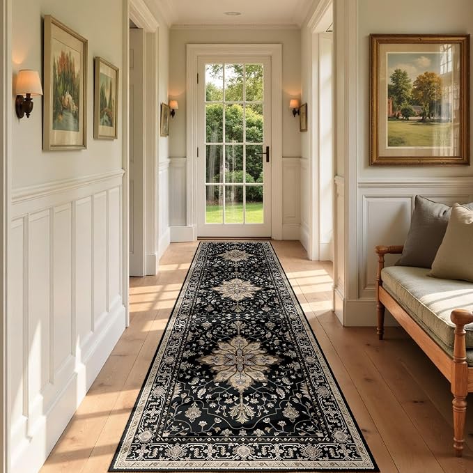 RELEANY Area Rugs Runner 2'x7' Washable Non-Slip, Floral Vintage Distress - Image 2
