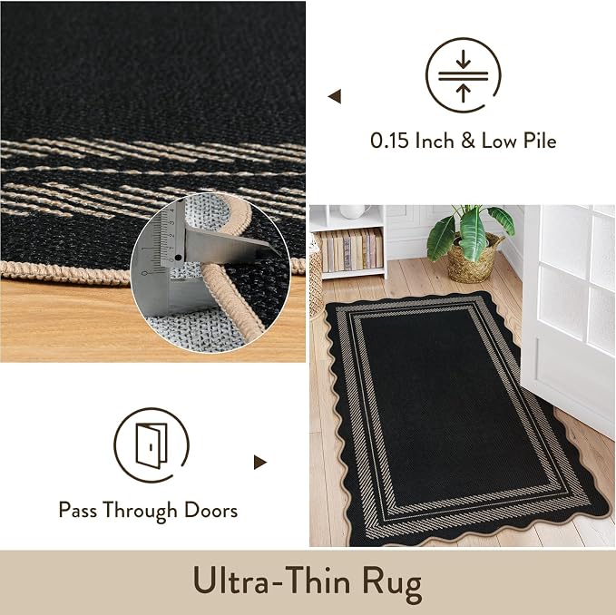 LIVEBOX Scalloped Washable 3x5 Outdoor Rug, Indoor Non Slip Patio Rugs - Image 6