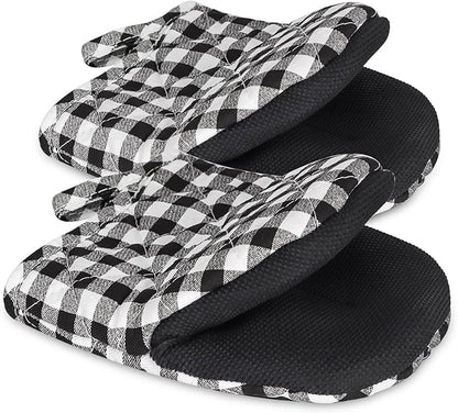 Short Oven Mitts, Heat Resistant 500°F, Silicone Grip Kitchen Gloves, Non-Slip by GOLDMEET