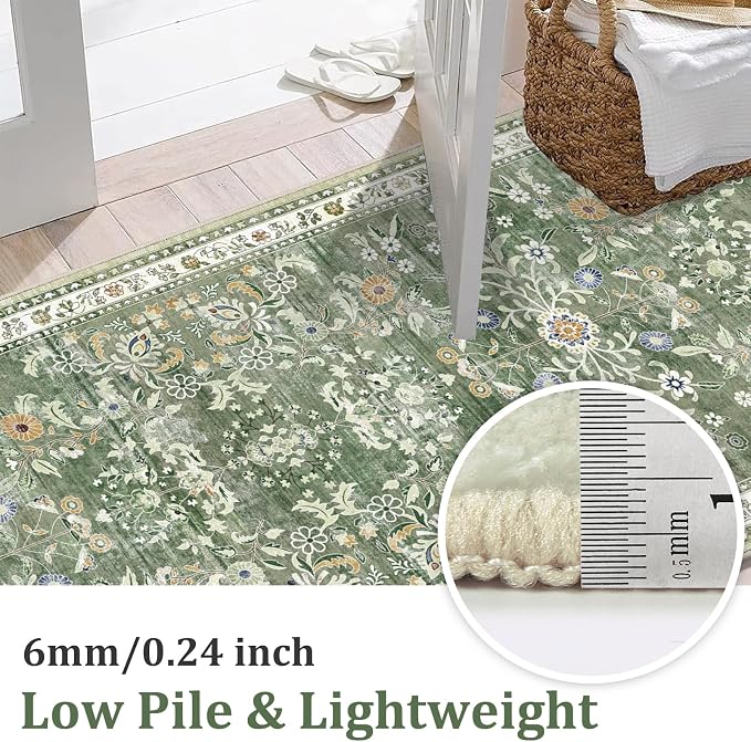 Yamaziot Washable Runner Rug 3x14 – Floral Non Slip Boho Hallway Runner Rug - Image 3