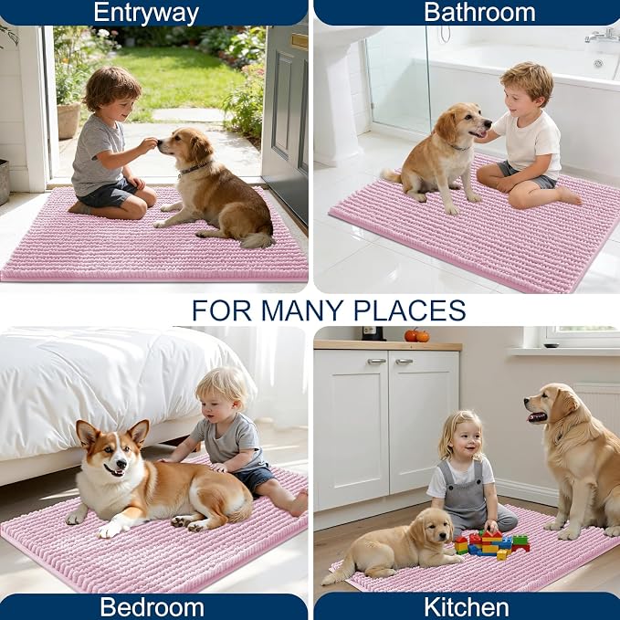 OLANLY Dog Door Mat for Muddy Paws 40x32, Ultra Absorbent Chenille Mud Doormat - Image 8
