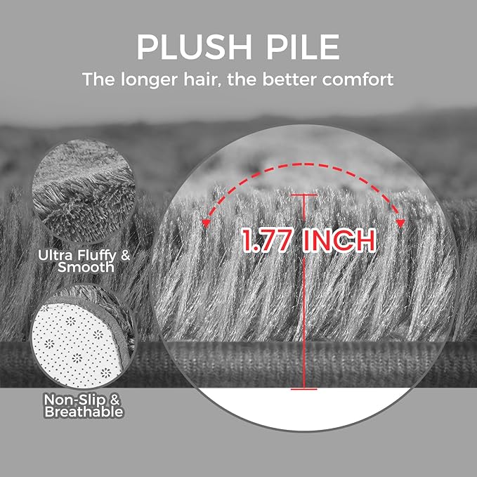Ultra Soft Rug for Living Room, 9X12 Fluffy Shag Area Rug for Bedroom, Modern - Image 5