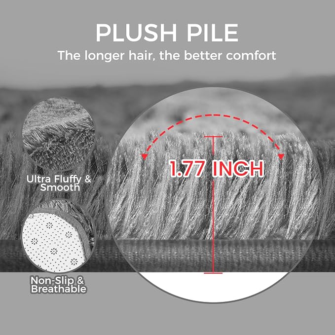 Ultra Soft Rug for Living Room, 6X9 Fluffy Shag Area Rug for Bedroom, Modern - Image 7