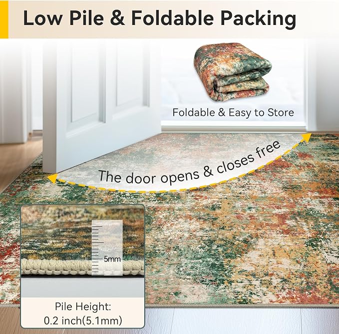 RELEANY Washable Area Rugs 4ft Non-Slip Modern Abstract Soft - Image 5