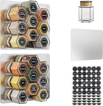 Vetacsion Set of 18 Magnetic Glass Spice Tins by HOMESTORAGE