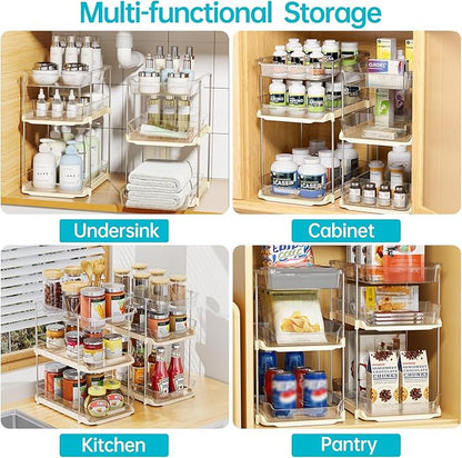 Delamu 2 Pack 3-Tier Bathroom Under Sink Organizers and Storage, Pull Out Clear - Image 6