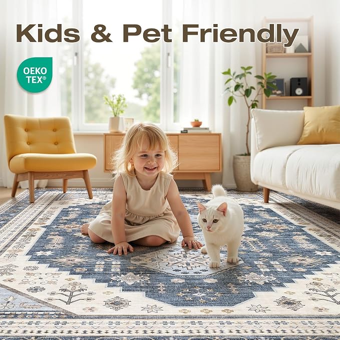 5x7 Washable Area Rug, Large Rugs - Image 4