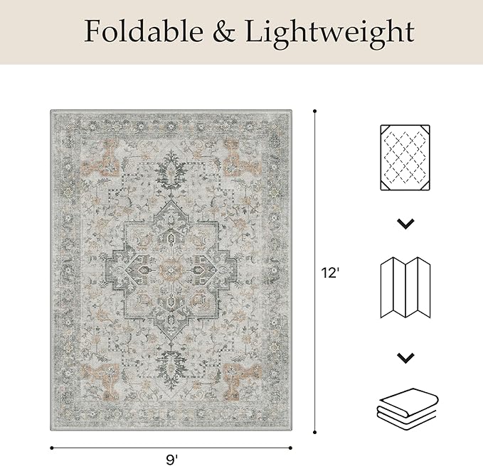 GENIMO Outdoor & Indoor Area Rug 9'x12', Waterproof, Non-Shedding, Easy Cleaning - Image 2