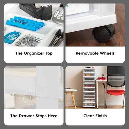 IRIS USA Plastic Drawer Storage Organizer Rolling Cart, - Image 8