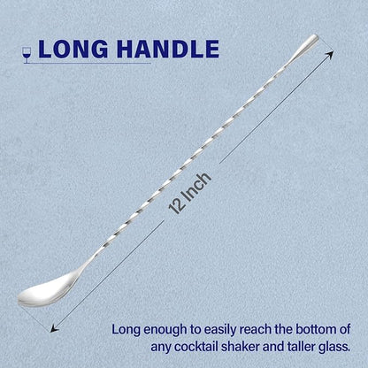 Briout 4 Pieces Bar Spoon, 12 Inches Long Handle Drink Stirrer - Image 2