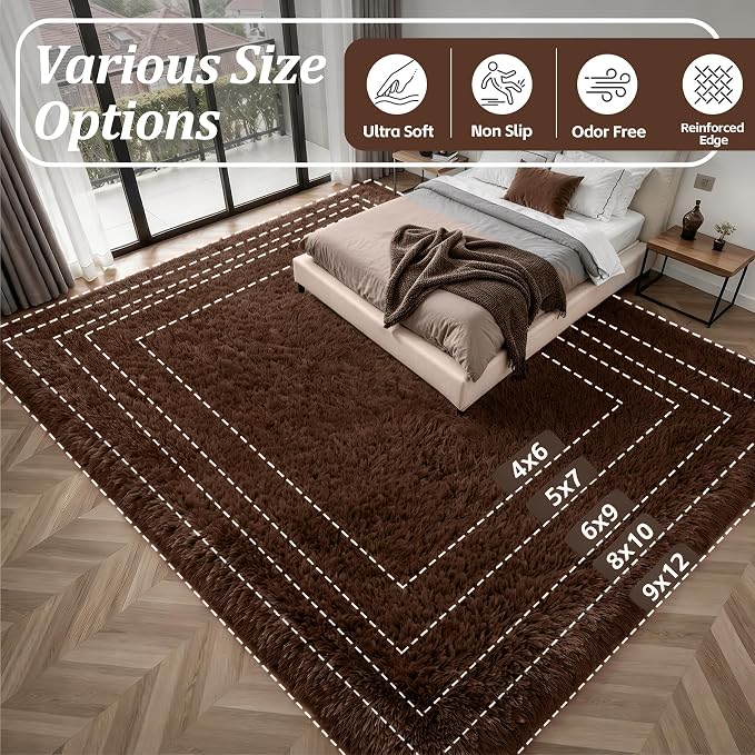 Fluffy Area Rugs 9x12 Living Room Bedroom: Ultra Soft Shag Rug Upgrade Non-Slip - Image 9