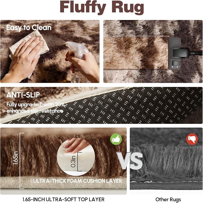 6x9 Rugs for Living Room, Rugs for Bedroom, Plush Fluffy Carpet, Non-Slip - Image 6