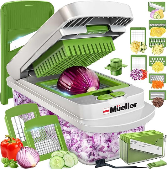 Mueller Pro-Series 10-in-1, 8 Blade Vegetable Chopper, Onion Mincer, Egg Slicer by Mueller
