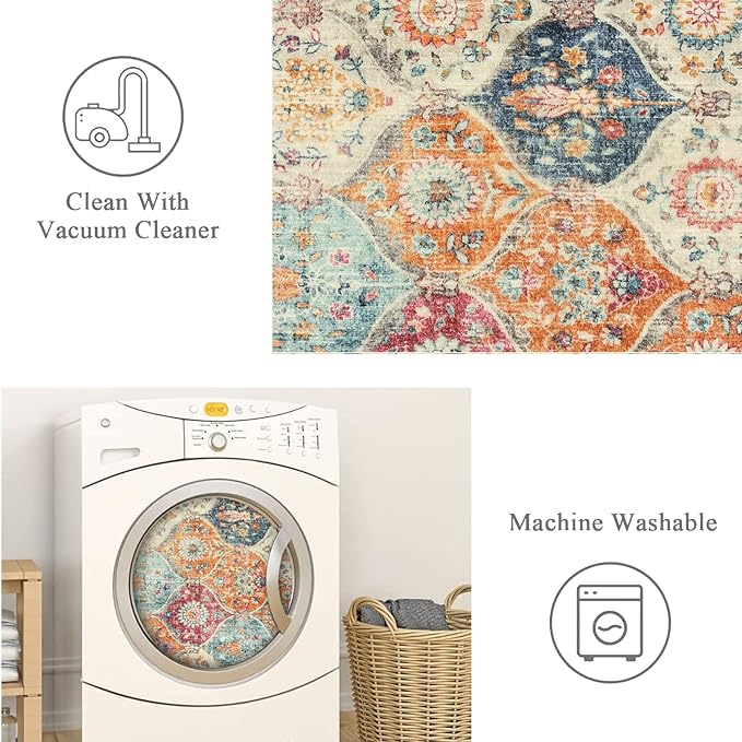 Lahome Moroccan Hallway Runner Rug, Oriental Laundry Room Rug Non-Slip Carpet - Image 4