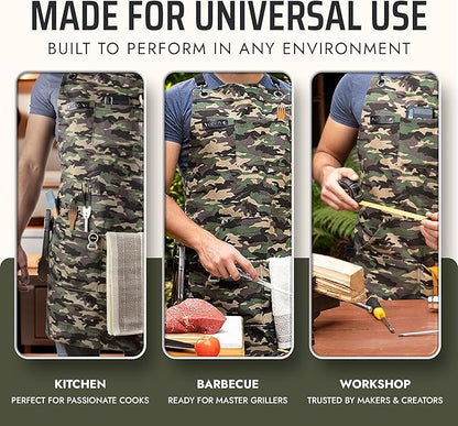 Asaya Chef and BBQ Apron with Bottle Opener and Hand Towel - 10oz Cotton Canvas - Image 7