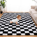 Super Soft Rug for Bedroom, 5x7 Ft Black and White Area Rug Classic Checkered by TOOHUB