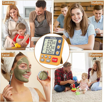 Digital Dual Triple Kitchen Timer, 3-Channel Magnetic Countdown Timer - Image 6