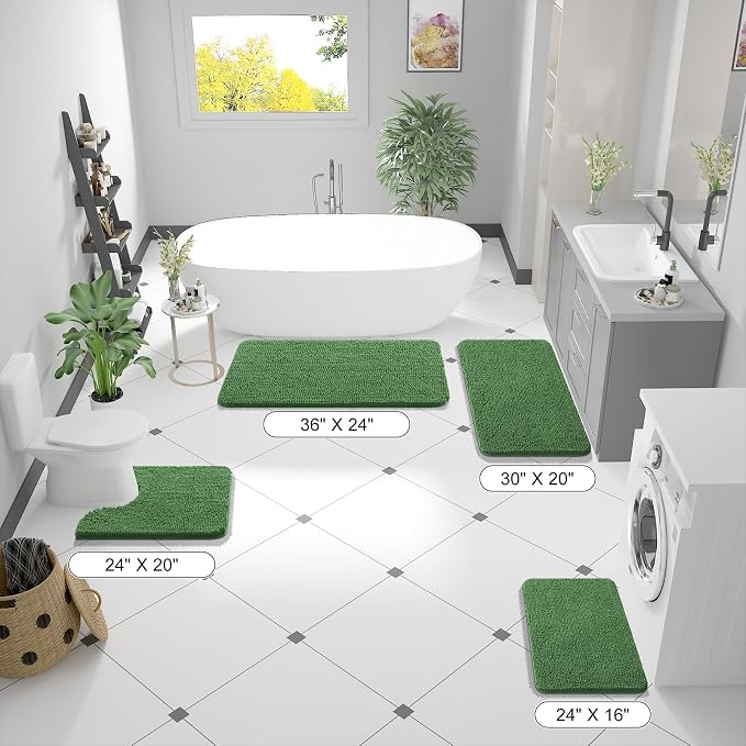 OLANLY Bathroom Runner Rugs 70x24, Soft Absorbent Chenille Bath Rugs, Rubber - Image 2