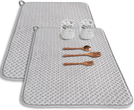 2 Pack Microfiber Dish Drying Mat, 24*17 inch Absorbent Dish Drainer Kitchen by Meirrnyyu