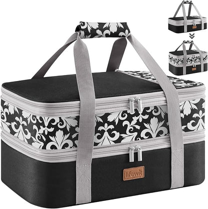 Lifewit Insulated Double Decker Casserole Carrier, Expandable Lasagna Lugger by Lifewit