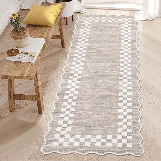 Washable Runner Rug 2x10 Modern Bordered Hallway Runner Rug Non Slip Kitchen - Image 8