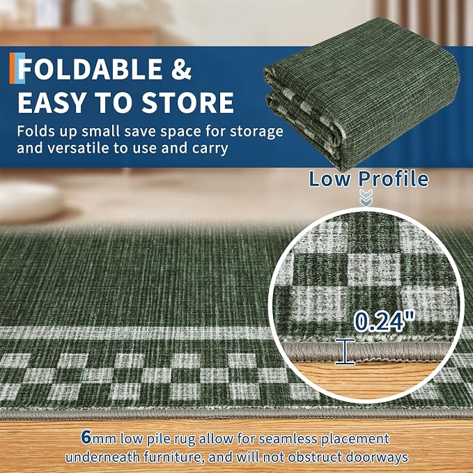Small Area Rug 2x3 Modern Checkered Entry Rug Solid Color Scalloped Kitchen - Image 4