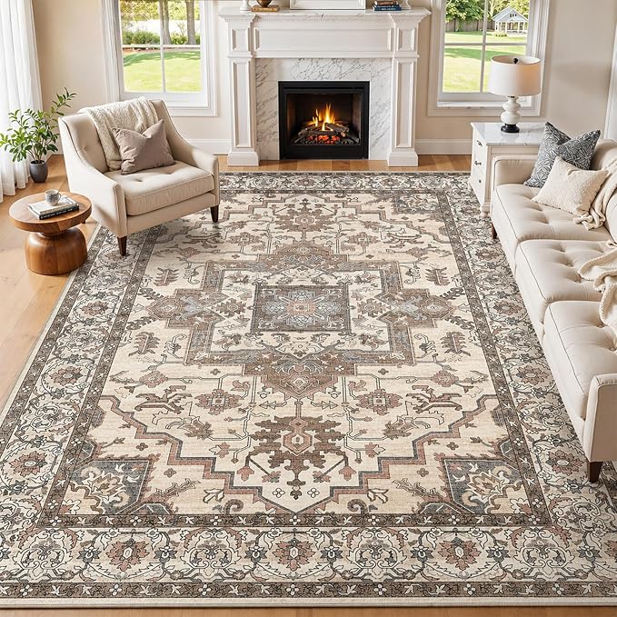 9x12 Area Rugs Living Room: Washable Vintage Rug Large Non-Slip Stain Resistant by JessibouAreaRug