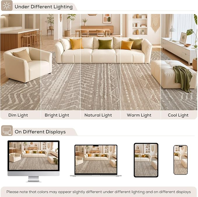 Nakagishi Area Rug Living Room Rugs: 12x18 Large Soft Machine Washable Boho - Image 9