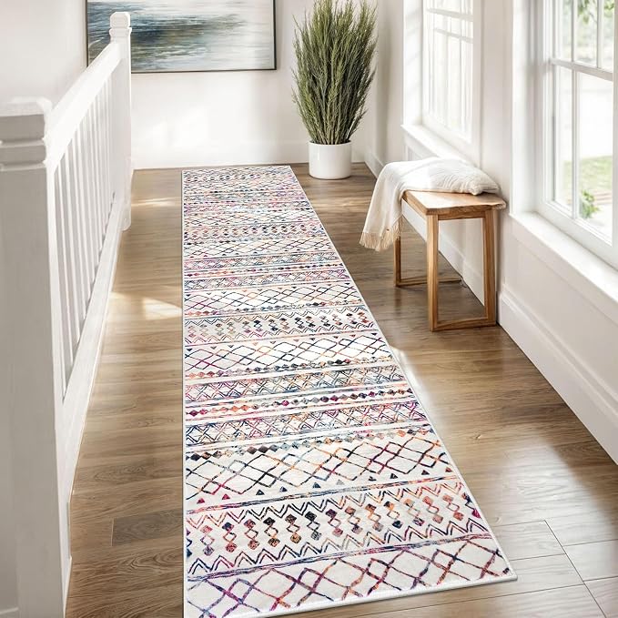 KUTA Moroccan Washable Hallway Runner Rug, 2x8 Non-Slip Vintage Multi-Color - Image 3