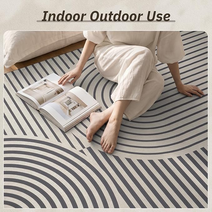 AMOAMI Outdoor Rug Patio Rug 6x9 ft Quick Dry Flatweave Textured Machine - Image 7