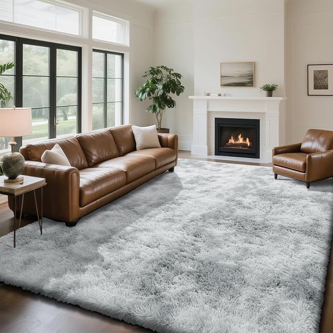 yongyangjuxin Fluffy Rug Shag Area Rug, Mottling Grey 8x10 Area Rugs by Yongyangjuxi