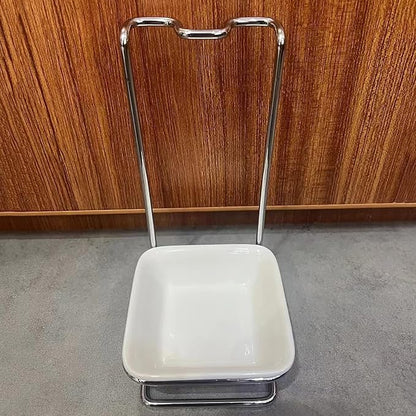 Steel Upright Ladle Holder Square White Ceramic Bowl Spoon Rest Rack Cooking - Image 5