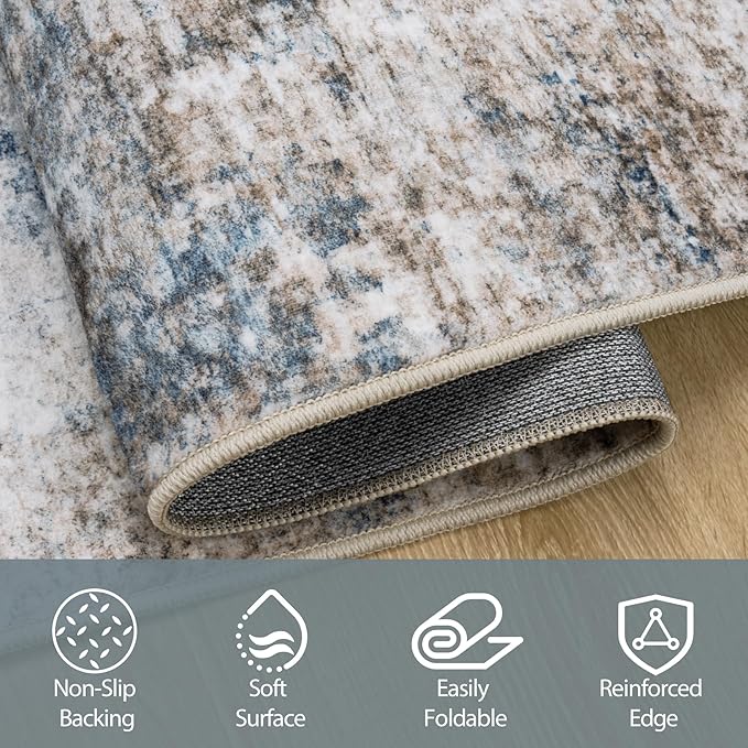 5x7 Area Rugs for Living Room Rug Washable: Abstract Rug for Dining Room - Image 4
