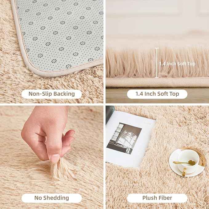 Litanika 5x8 Shag Area Rug for Living Room Bedroom, Non-Shedding Modern Indoor - Image 5