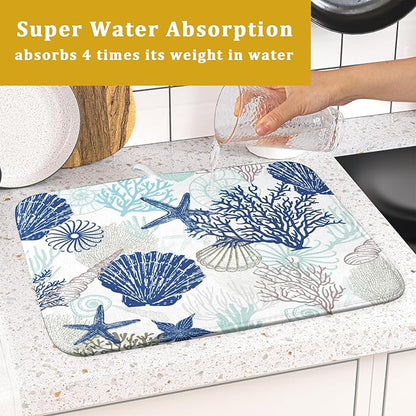 Summer Navy Blue Dish Drying Mat - Image 7