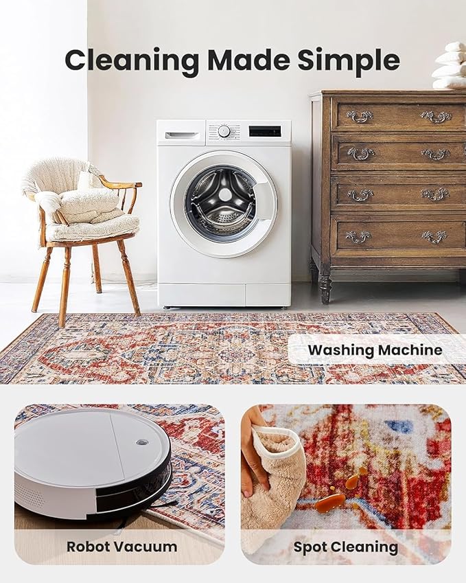 AMADA HOMEFURNISHING 5x7 Area Rugs, Washable Living Room Rug Low-Profile - Image 6